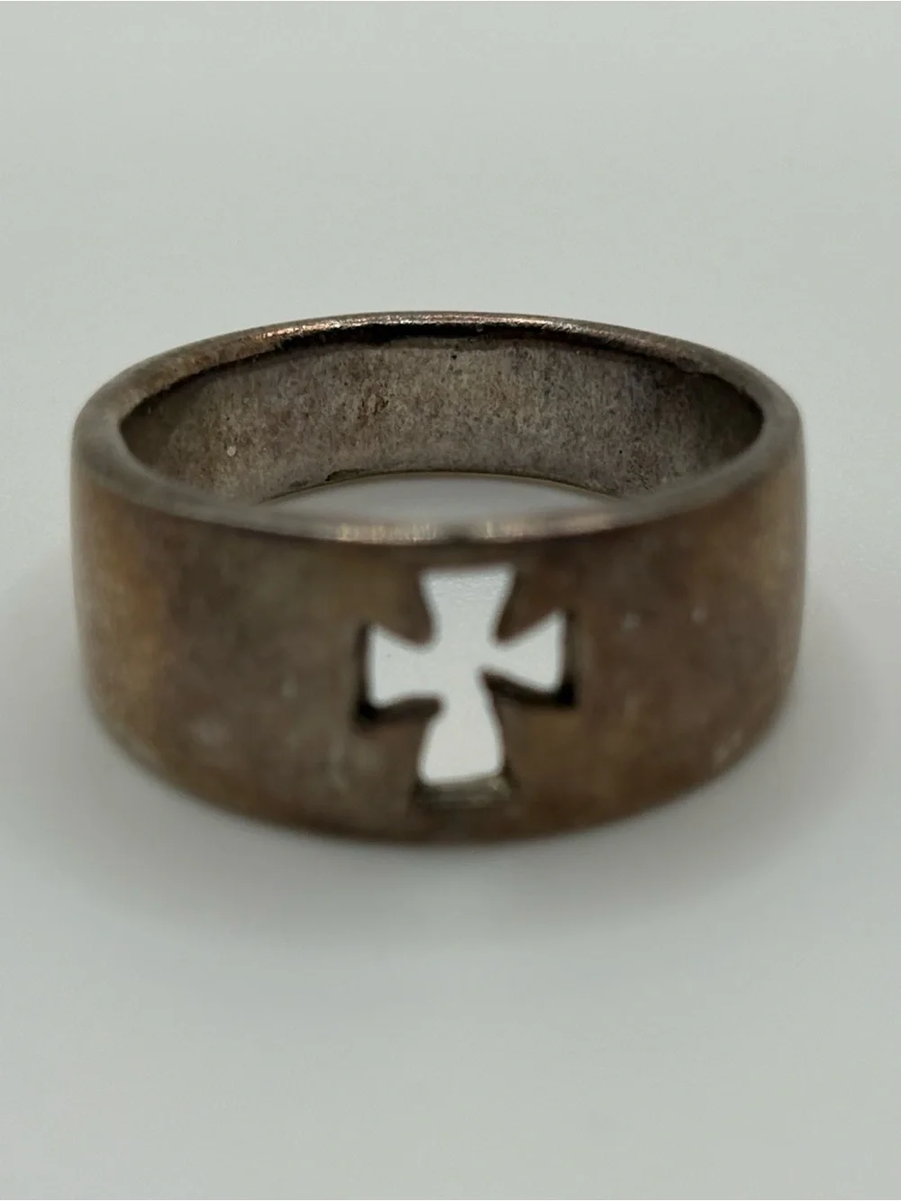 925 Sterling Silver Maltese Cross Ring Size 9 Mens Biker Gothic Wide Band